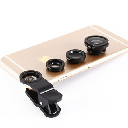 3-in-1 Universal Clip-On Camera Smartphone Fish Eye Macro Wide Angle Lenses
