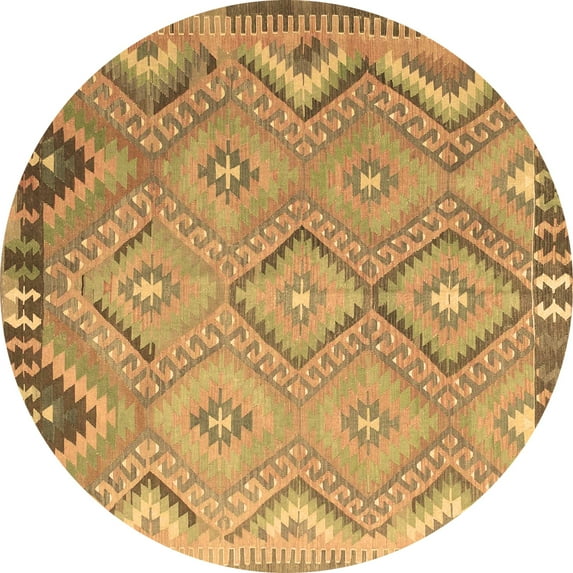 Ahgly Company Indoor Round Southwestern Brown Country Area Rugs, 5' Round