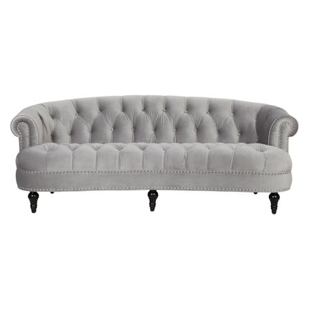 La Rosa 84" Chesterfield Tufted Sofa Opal Grey