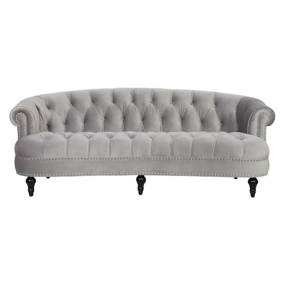 La Rosa 84" Chesterfield Tufted Sofa Opal Grey
