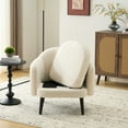 thumbnail image 3 of Ktaxon Accent Chair, Teddy Velvet Deep Seat Armchair with Wood Legs, Comfy Sinlge sofa for Living Room, Bedroom, Reading Nook Teddy White, 3 of 8