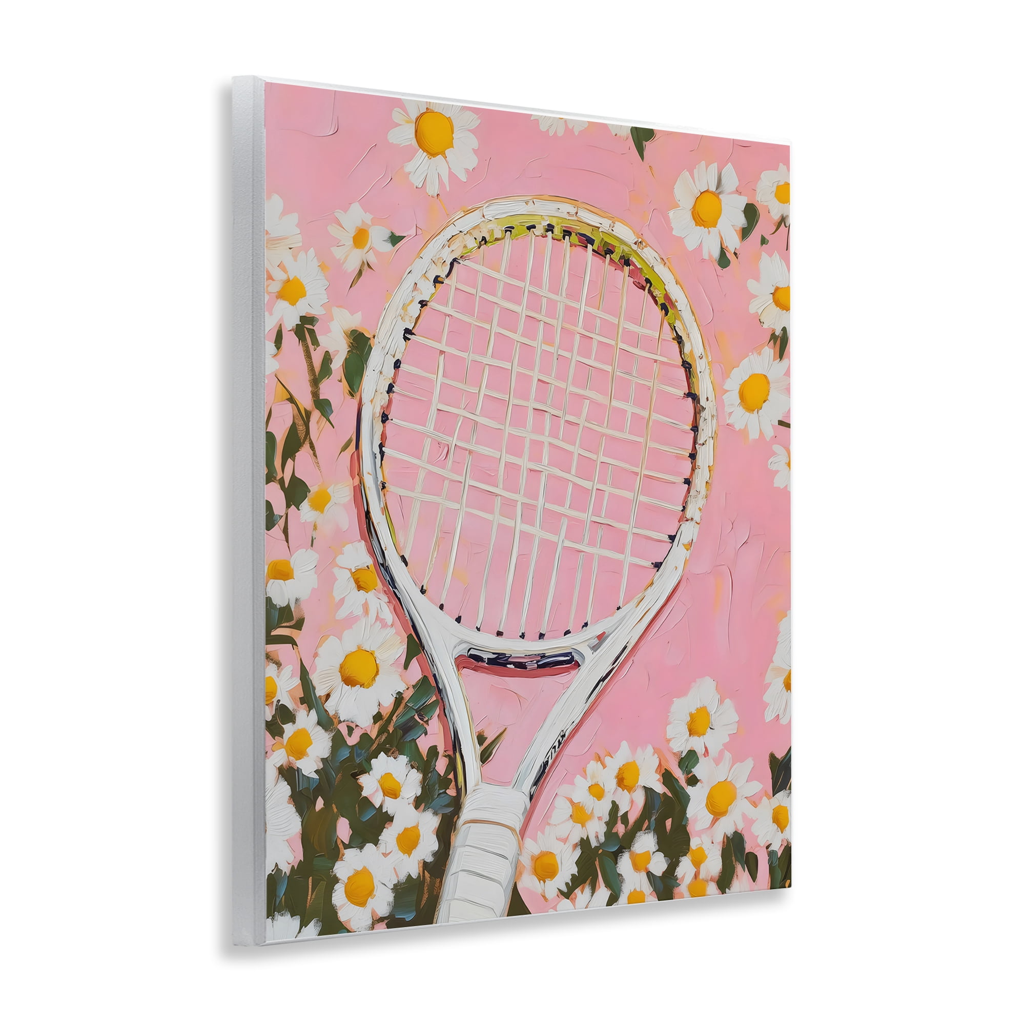 Stupell Industries Pink Tennis Racket & Daisies Wall Plaque Art, design by LSR Design Studio