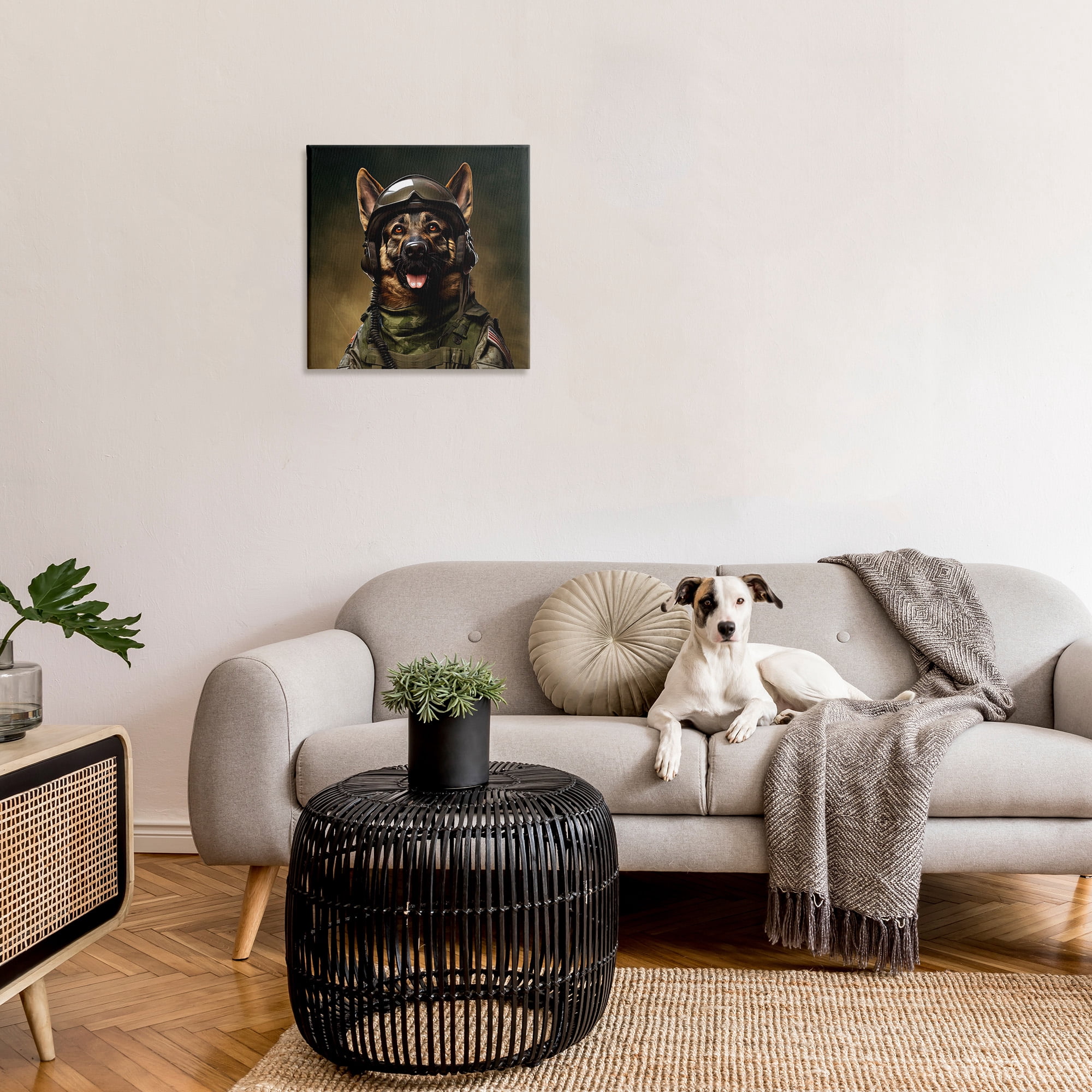 Stupell Industries German Shepherd in Uniform Animals & Insects Painting Gallery Wrapped Canvas Art Print Wall Art, 24 x 24