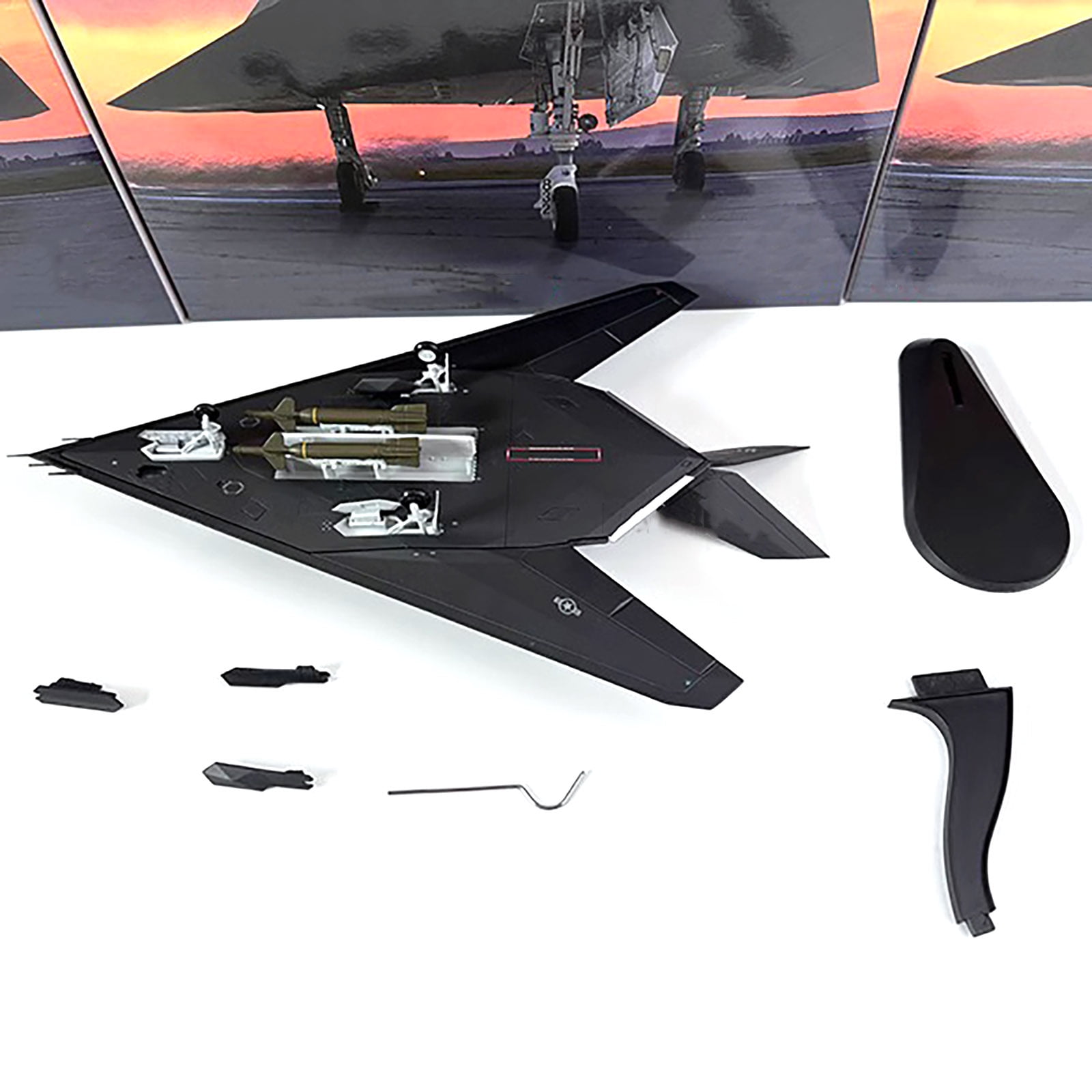 JIAHAOO Diecast 1:72 Scale USAF F-117 Nighthawk Attack Plane 11.3in with Display Stand for Aviation Model Collectors Gift