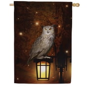 America Forever Halloween Owl House Flag Double Sided Vertical 28 x 40 inches Happy Halloween Holiday Decoration for Outdoor Porch Yard Outdoors Halloween House Flag with Lights