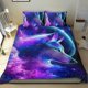 thumbnail image 1 of Lobo Galáctico Conjunto de sábanas temático, trío de piezas, cómodo y amigable con la piel, diseño único, regalo de decoración para el hogar para familiares, amigos y fans,173cm *218cm, 1 of 6