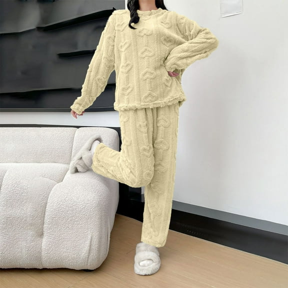 Womens Pajamas Womens Sleepwear Set Pajamas for Women Women's Winter Zipper Coral Velvet Home Clothes Half Cardigan Casual Long Top Pants Pajama Set
