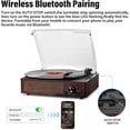 thumbnail image 3 of Bluetooth Vinyl Record Player,3-Speed Turntable with Stereo Speakers Vintage Phonograph Record Player, with RCA Line Out AUX in Headphone Jack (Brown), 3 of 14