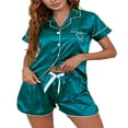 thumbnail image 1 of Heart Embroidery Button Shirt + Shorts Set for Women, 1 of 3