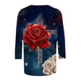 thumbnail image 5 of Axiiglly 3/4 Length Sleeve Womens Tops Crewneck USA Flag Independence Day Patriotic Shirts, S-5XL, 5 of 5