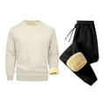 thumbnail image 2 of BiZtdJrK Mens Sweatsuits Sherpa Lined 2 Piece Sweatshirts Set Solid Color Fleece Pullover Tops and Elastic Bottom Jogger Pants Thermal Athletic Tracksuits Beige XXXL Ofertas Flash, 2 of 3