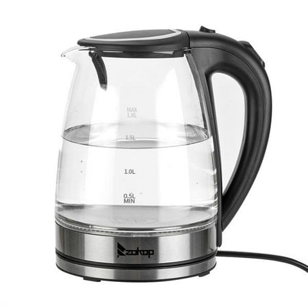 

Electric Kettle with Stainless Steel Inner Lid 1500W Wide Opening 1.8L Glass Tea Kettle & Hot Water Boiler Auto Shut-Off & Boil-Dry Protection BPA Free