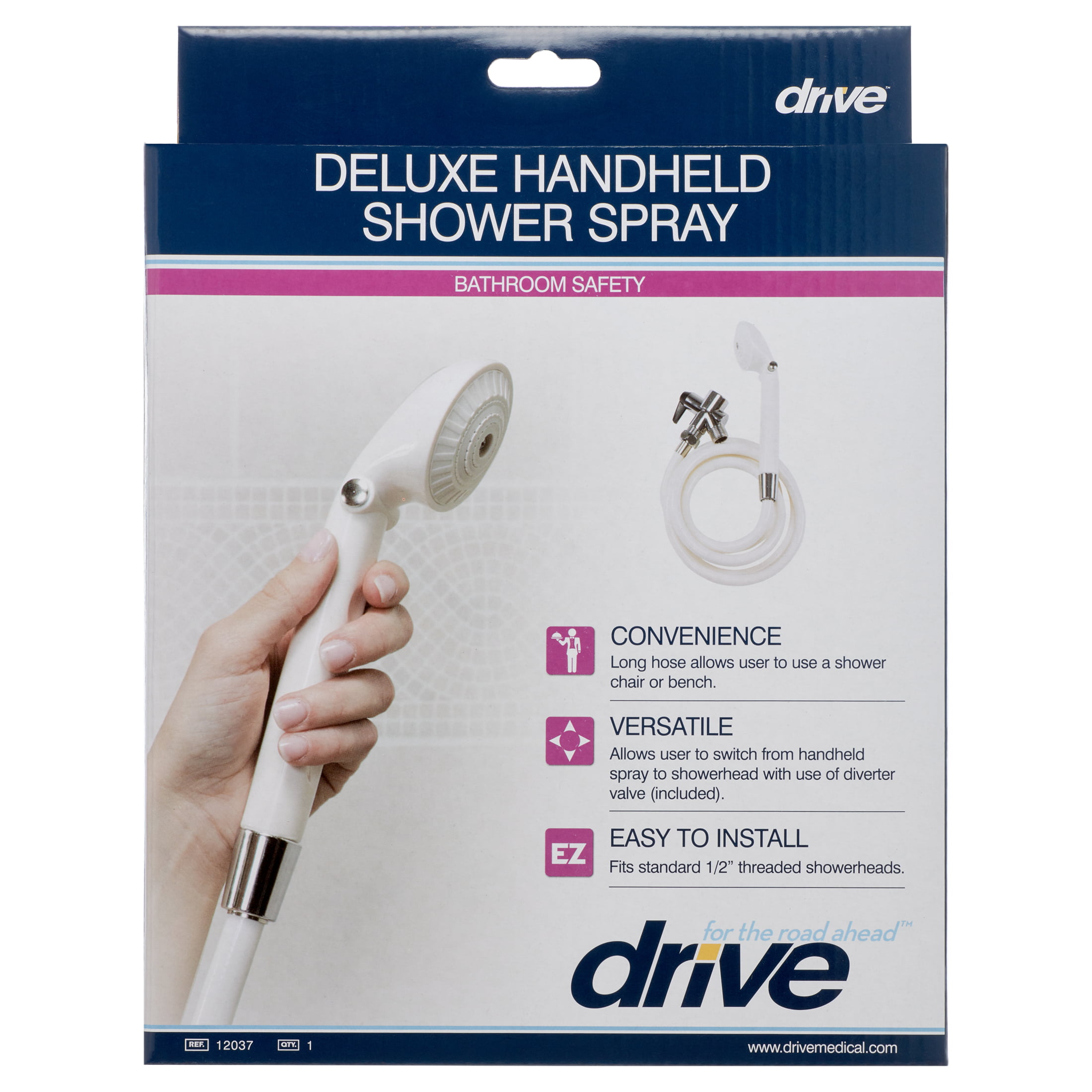 Lot Of 2 Drive Medical Handheld Shower Head Spray with Diverter Valve New 