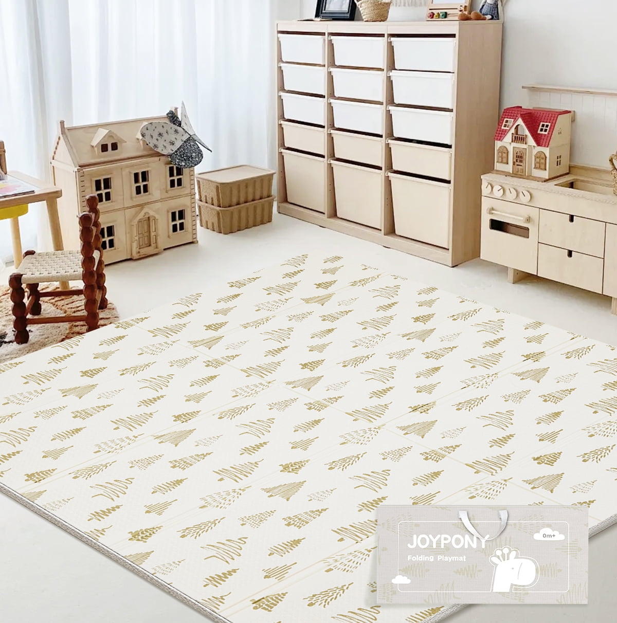 Joypony Baby Play Mat, 47x47 Inch Waterproof Reversible Foam Crawling Mat – Soft, Non-Toxic, Easy-to-Clean, Perfect for Infants and Toddlers