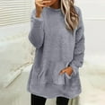 thumbnail image 2 of Moxiu Womens Sherpa Pullover Oversized Fuzzy Fleece Sweatshirts Solid Color Faux Fur Fluffy Sweatshirt with Pockets Winter Soft Loungwear 2025 Gray,XL, 2 of 6