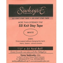 White - 1/2" Fusible SS1 Knit Stay Tape - More Than Extremely Fine 0.5" X 25 yards SewkeysE Knit Interfacing Sold by the 25 yard Roll (SSI.5-WH) M494.17