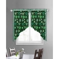 thumbnail image 3 of Green Swag Valances for Windows, St. Patrick's Day Shamrock Spring Checkered Rod Pocket Sheer Valances for Small Windows, Swag Toppers Light Filtering for Kitchen Living Room 2 Panels 28''x36'', 3 of 6