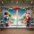 thumbnail image 6 of Nutcracker Soldiers Christmas Banner Palm Trees Beach Christmas Backdrop Snow Flakes Festive Lights Winter Holiday Background for Christmas Party Home Decoration Photo Prop, 6 of 9