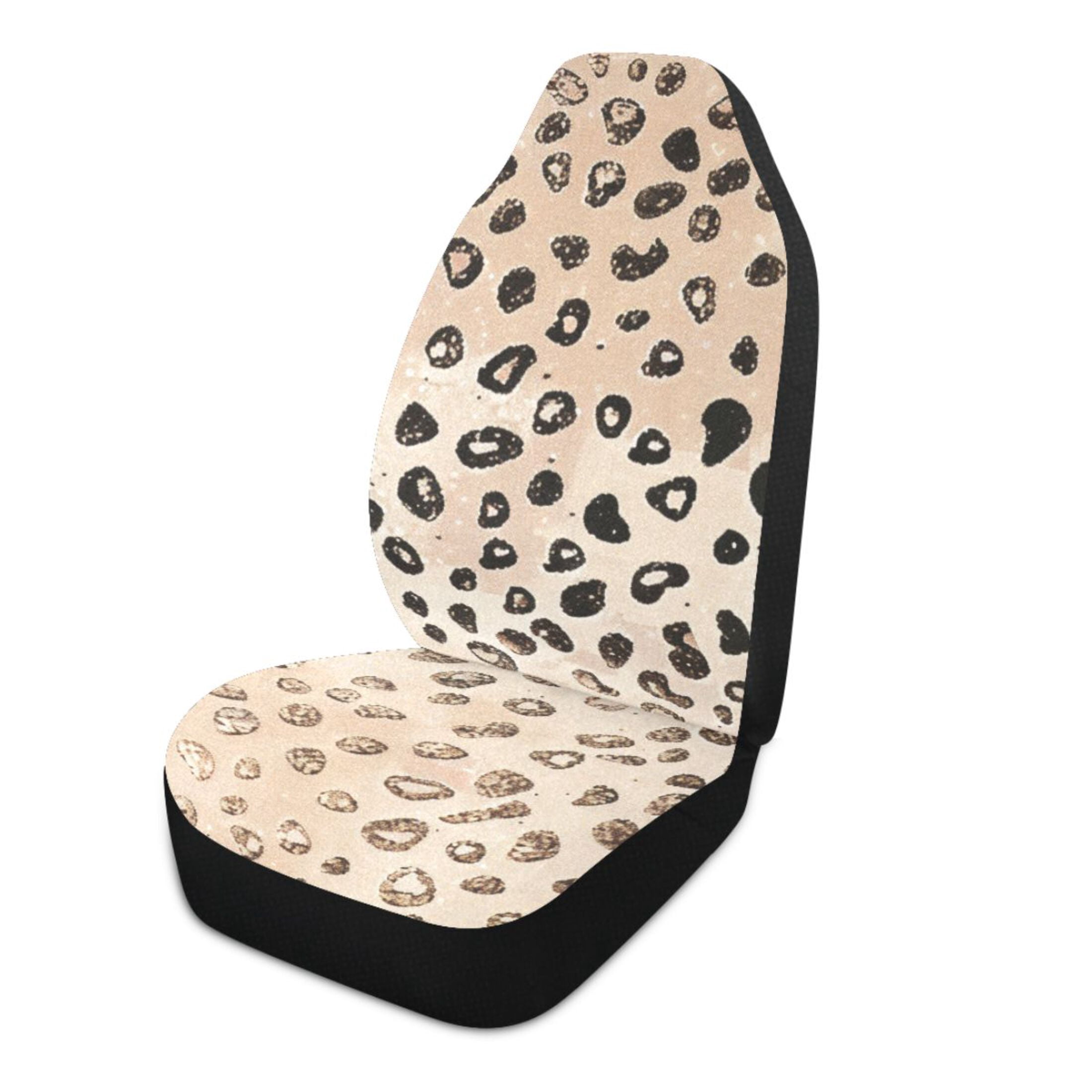 ALAZA Plain Cheetah Glitter Print Car Seat Covers 2 PCs Universal Auto Front Seats Interior Protector