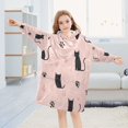 thumbnail image 5 of Wearable Blanket with Sleeves and Pocket Oversized Hooded Sweatshirt 3-14 YR Black Cat and Cat's Paw S, 5 of 7