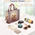 thumbnail image 4 of Bear Roses Flowers Butterflies Corduroy Tote Bag Handbag Large Messenger Bag Shoulder Crossbody Zipper Bag Purse, 4 of 8