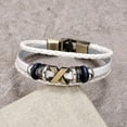 thumbnail image 3 of amagogo 3xFashion Braided Leather Bracelet Bangles Rope Multilayered Men Women White 3 Pcs, 3 of 9