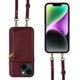 thumbnail image 3 of Nalacover RFID Blocking Wallet Case for iPhone 14, Shockproof PU Leather Magnetic Button Zipper Purse Card Slots & Kickstand Crossbody Phone Case with Shoulder & Wrist Strap,Winered, 3 of 12