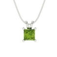 thumbnail image 2 of 2.5 ct Brilliant Princess Cut Solitaire Natural Peridot 14k White Solid Gold Everyday Affordable Designer Necklace Pendant with 18" Chain, 2 of 7