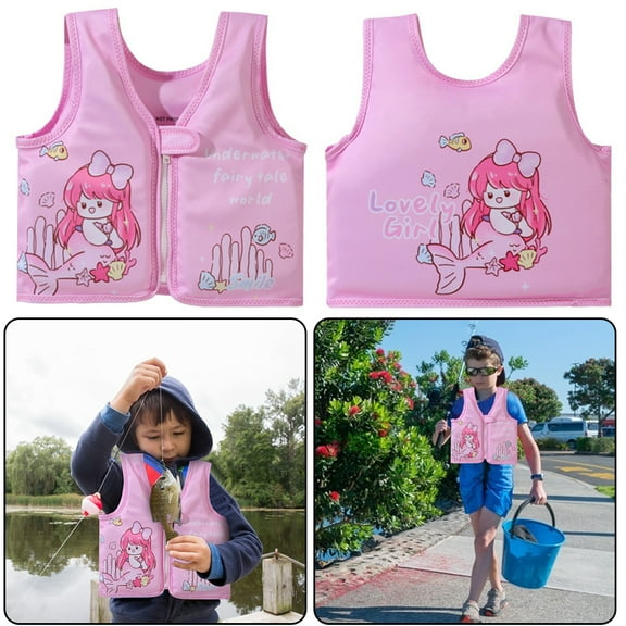Swim Vest - Constructed with Neoprene Plus a Secure Front Zip and Adjustable Safety Strap to Develop Water Confidence.|Toddler Swim Vest(Pink Bow Mermaid)