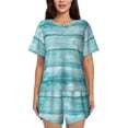 thumbnail image 1 of Fotbe Teal Turquoise Wood Conjunto de Pijama Estampado para Mujer, 2 Piezas, Ropa de Dormir con Camiseta de Manga Corta y Shorts Suaves-XX-Large, 1 of 6