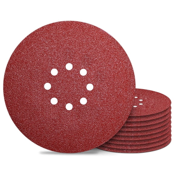 9 inch Sanding Discs 40 Grit 8 Holes Hook and Loop Sandpaper for Drywall Sander 10Pack