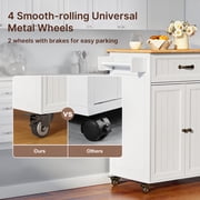 5-in-1 Mobile Kitchen Island Cart with Drawer, Cabinet, Spice Rack, Towel Bar & Adjustable Shelf | 33 White & Oak Rolling Kitchen Cart