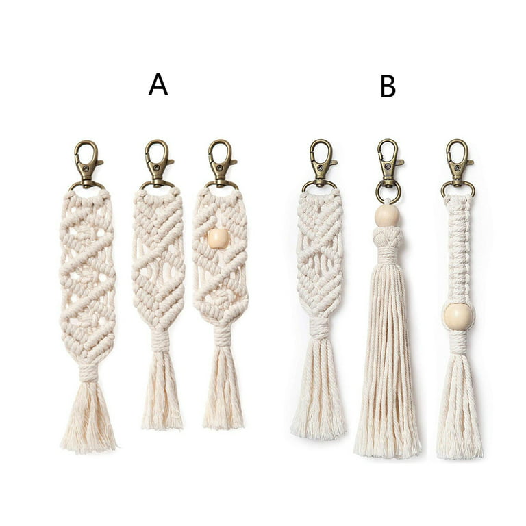 Macrame Keychain, Rope Keychain Tassel Fringe, Cute Macrame Key Chain,  Short Small Keys Fob/Ring/Dangles Custom Color, Bag Charm, Boho Gift -  Blcksheepboutique
