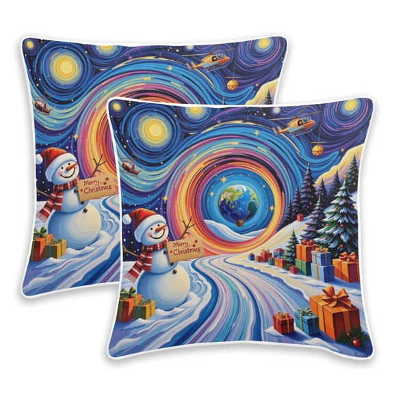2 Pack Pillow Covers Snowman Printed Decorative Pillow Case with Hidden Zipper, (No Pillow Insert)