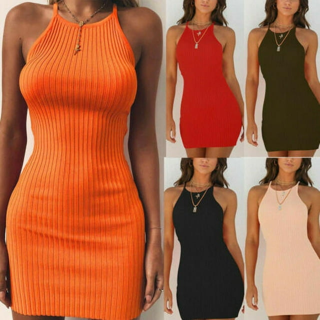 Women Summer Sleeveless Bodycon Party Cocktail Mini Dress