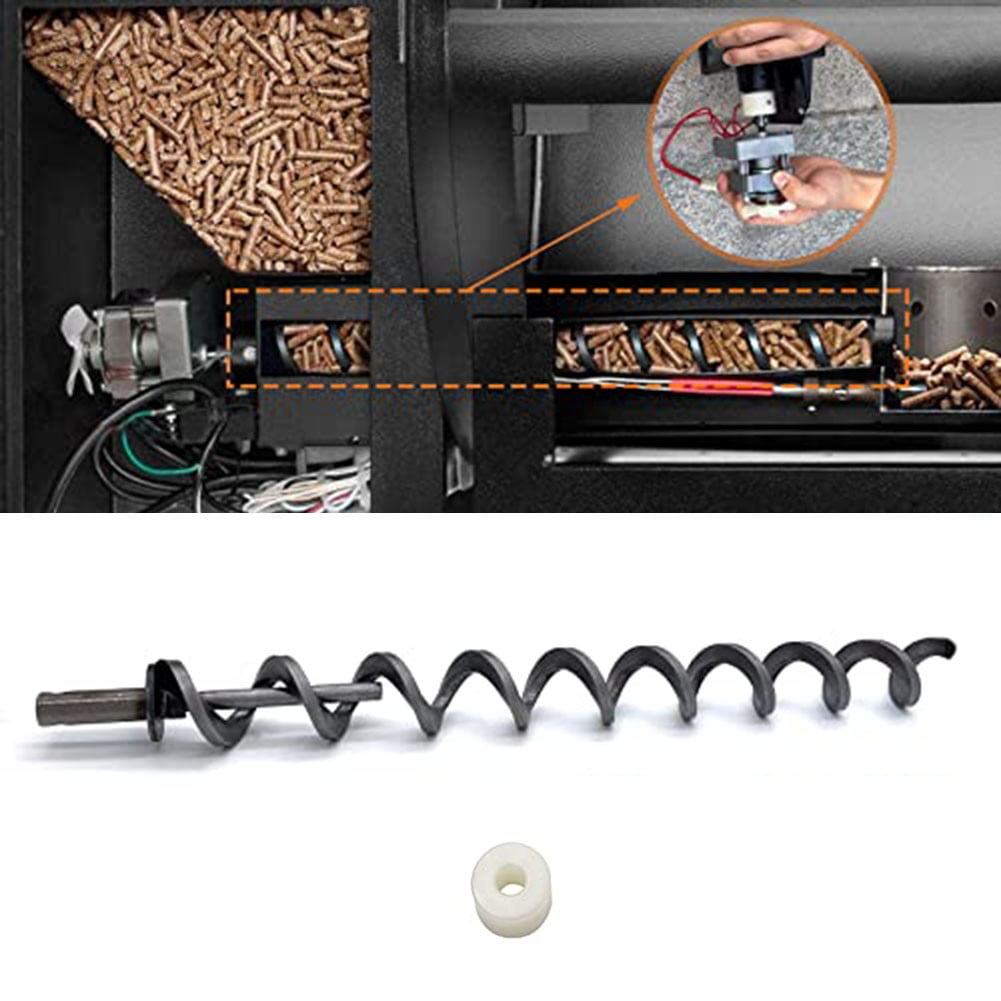 17 Inch Direct Igniter Auger Shaft Screw Push Rod/Shaft and Auger Brushing Kit, Replacement for Traeger Pellet Grills Auger