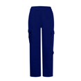 thumbnail image 4 of WTOBBY Women's Casual Fashion Solid Color Elastic Waist Drawstring Pockets Wide Leg Straight Pants, Day-to-Day Comfort Trousers,Dark Blue L, 4 of 7