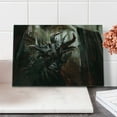 thumbnail image 2 of Fantasy World Cutting Board, Armored Evil Monster in Apocalyptic Imaginary Knight Character Print, Decorative Tempered Glass Cutting and Serving Board, in 3 Sizes, by Ambesonne, 2 of 5