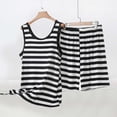 thumbnail image 2 of DDAPJ pyju Womens 2 Piece Lounge Sets Striped Print Sleeveless Tank Top Elastic Waisted Shorts Matching Outfits 2026 White XXL, 2 of 6