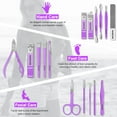 thumbnail image 3 of Manicure Set Professional Nail Clippers Pedicure Kit, 16 pcs Stainless Steel Nail Care Tools Grooming Kit with Luxurious Travel Leather Case for Thick Nails Men Women Gift - Purple, 3 of 6