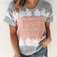 thumbnail image 4 of Camiseta de mujer con cuello redondo, manga corta, blusa casual estampada, gris, M AweSitey AP002430-08, 4 of 7
