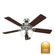 Hunter 52 inch Indoor Ceiling Fan with LED Lights and Pull Chain - Standard Mount Ceiling Fan, 5 Blades, For Bedroom, Living Room, or Kitchen, Quiet - Studio Series 53064, Brushed Nickel