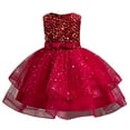 thumbnail image 2 of LYHaoo Kids Children's Summer Sleeveless Sleeveless Evening Princess Dress Wedding Dress For Girls,Girls A Line Dresses Sizes 3-4 Years Red, 2 of 5