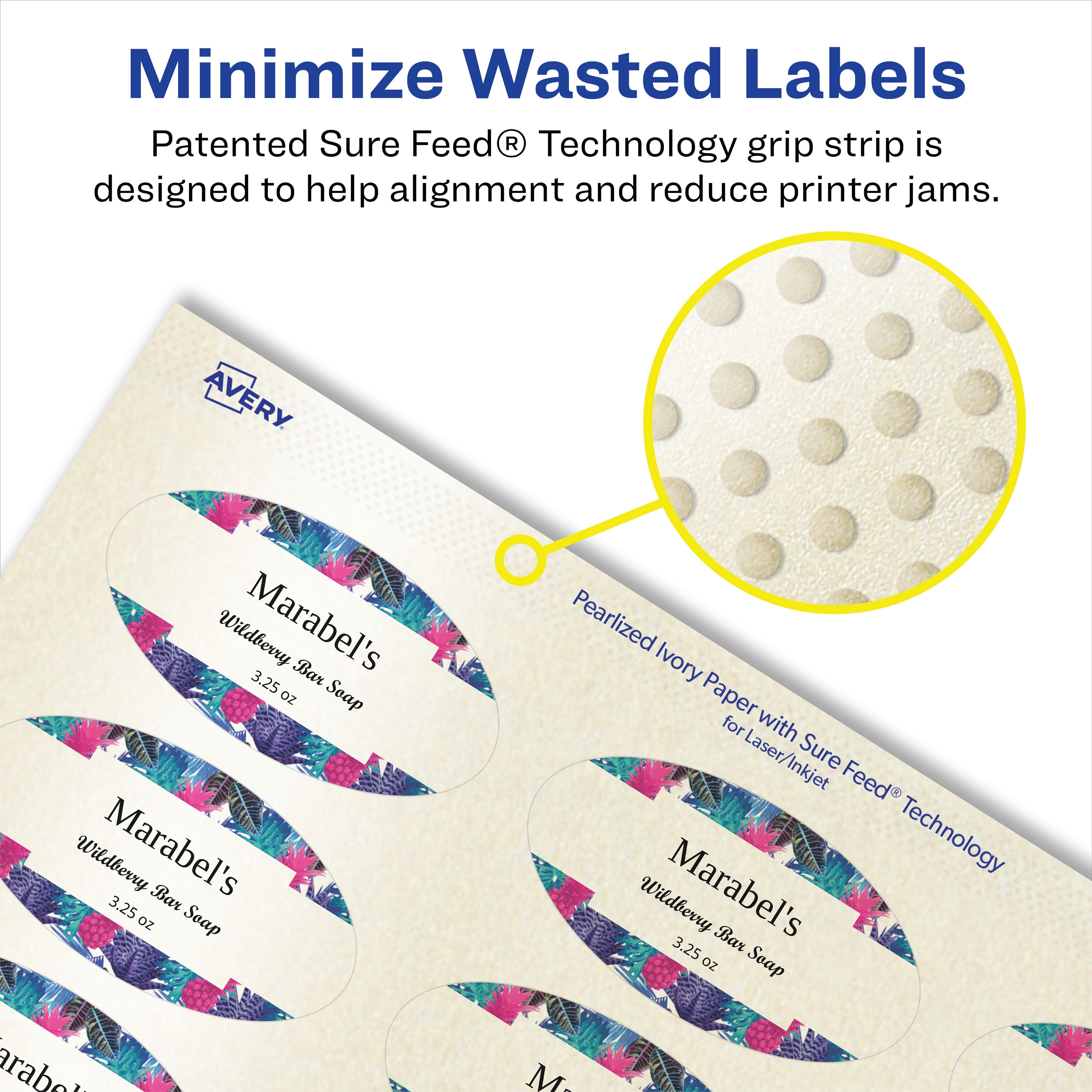 Avery Pearlized Ivory Oval Labels, 1.5" x 3", 100ct