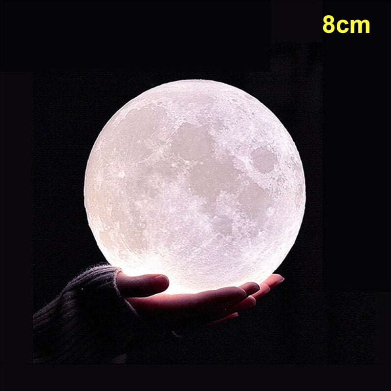 3D Printing Moon Lamp Moonlight USB Changing LED Night Lunar Light Touch 2 Color 