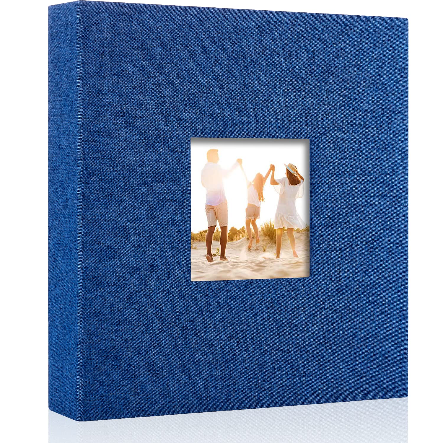 Miaikoe Photo Album 8x10 Clear Pages Pockets Linen Cover with Front Window Slide in Photo Album