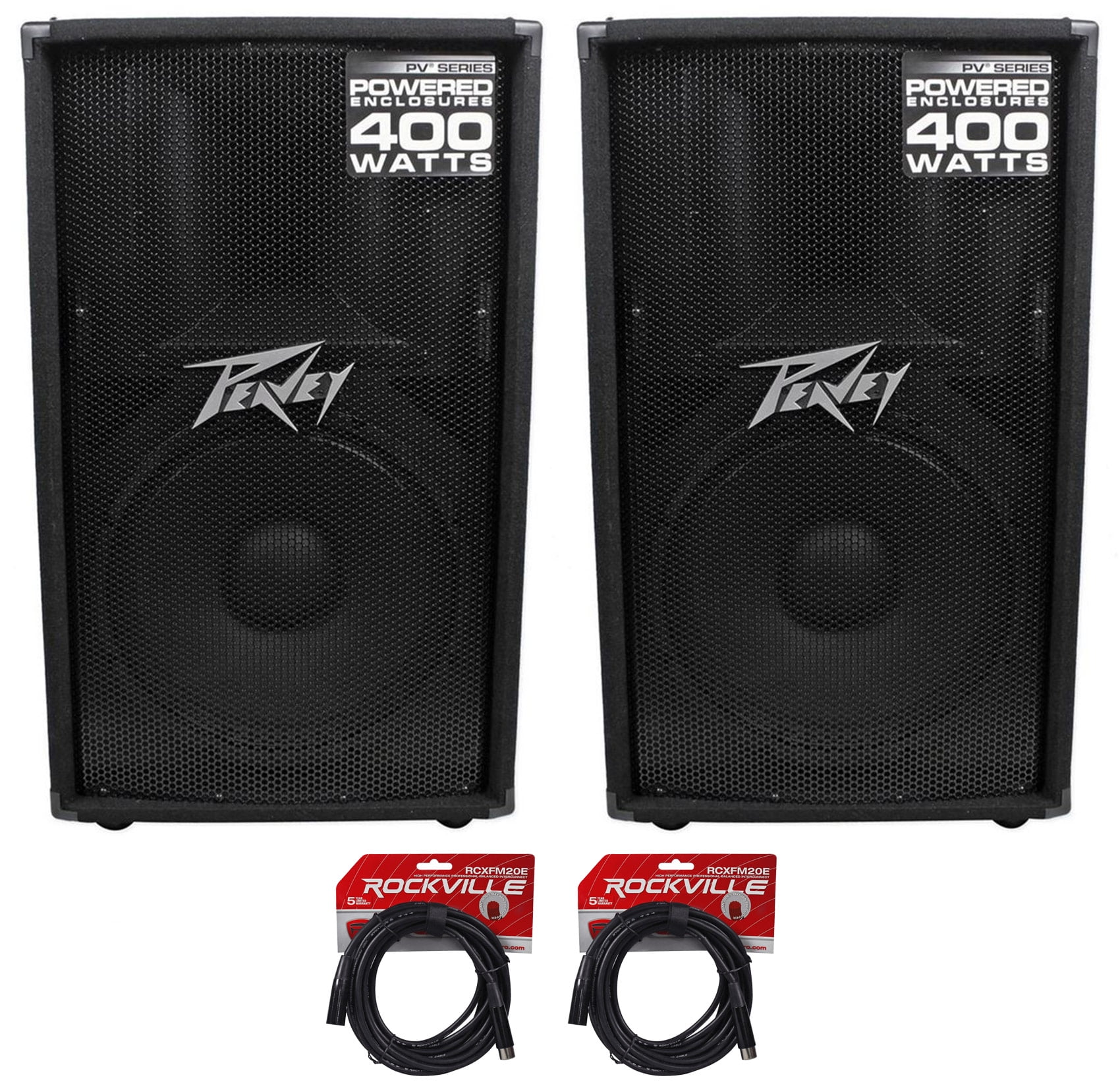 (2) Peavey PV115D 15" 400 Watt Active/Powered PA DJ Speaker +FREE