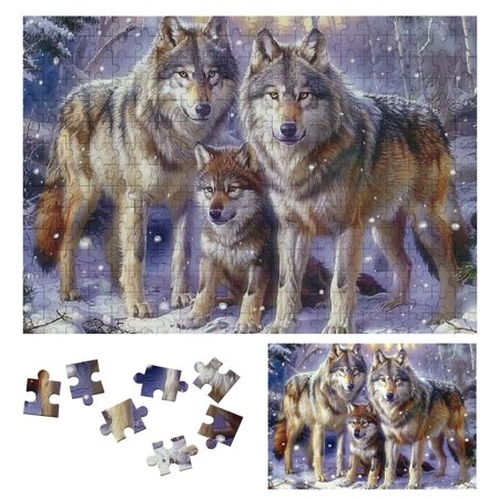 Shiartex Wolves Snow Christmas Wooden Jigsaw Puzzle Crush Leisure Game Toy - Gift for Family Friends 300 PCS