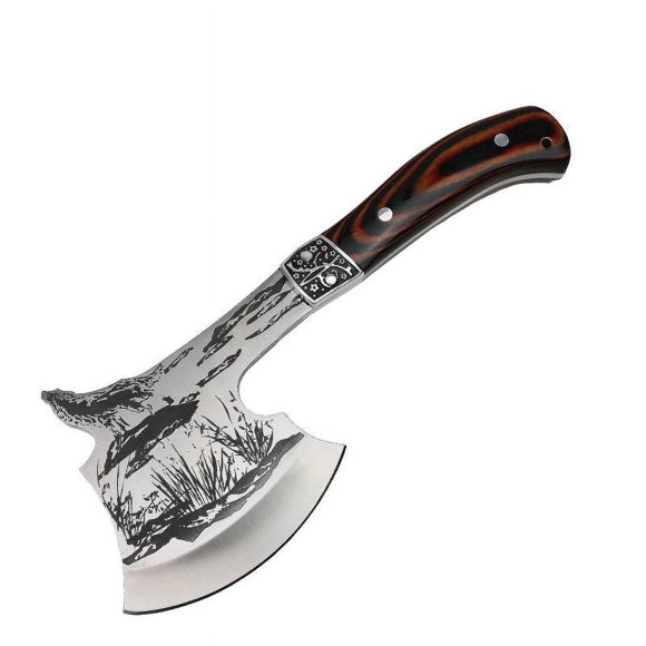 ShenMo Well-Balanced Camping Hatchet Camping Axe with Sheath Forged Stainless Steel Axe Outdoor Splitting Wood for Axe Throwing, Camping, Survival, Outdoors and Chopping (Brown)