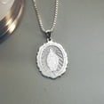 thumbnail image 3 of PicturesOnGold.com Miraculous Medal Scalloped Oval Female Adult- 1/2 X 2/3 inch, Solid 14K White Gold, 3 of 4